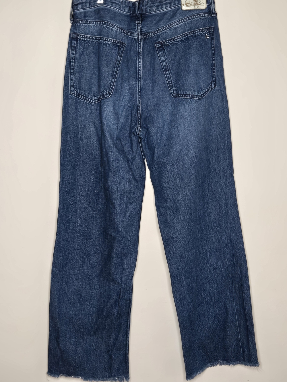 Rag & Bone Logan Mid Rise Wide Leg Jeans Size 29 Medium Wash Raw Hem Relaxed - Picture 6 of 9